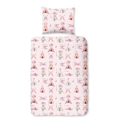 GOOD MORNING Pamučna dječja posteljina za dječji krevetić 120x150 cm Boho ružičasta