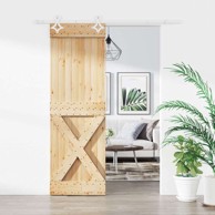 Klizna vrata, prirodna i bijela, 70 x 210 cm, čvrsta borovina