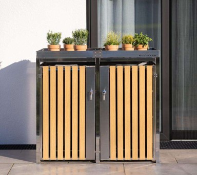 WESTMANN Spremište za 2 kante za smeće Planta, 2 x 240 l, 84 x 134 x 124 cm, srebrna