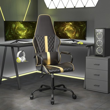 Gaming stolica crno-zlatna od umjetne kože