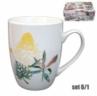Porculanske šalice  6/1, 400 ml, dekor listovi