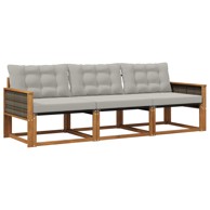 Set vanjskih sofa 3-dijelni s jastukom, prirodna/svijetlo siva