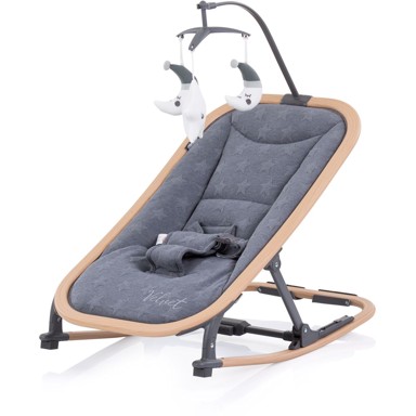 CHIPOLINO Ležaljka VELVET - GRAPHITE + WOOD