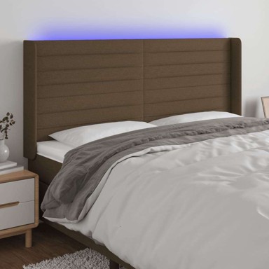 LED uzglavlje, 180 x 5 x 78/88 cm, tkanina, tamno smeđa