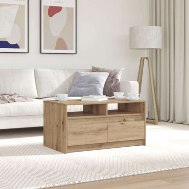 Stolić za kavu 90x50x45 cm, LED lampice, umjetnička hrastovina