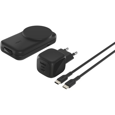 BELKIN Punjač UltraCharge WIZ038kqBK, bežični, Qi2, 25W, magnetski 2-u-1, crni
