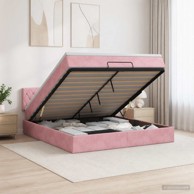 Krevet od pjene s madracem i LED-om 140 x 200 cm kristal s dugmadima, ružičasti