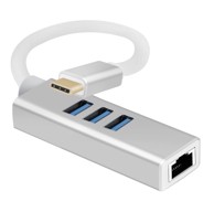 HELOS USB čvorište, USB-C 3.1, 3x USB-A i RJ45 Gigabit Ethernet, srebrno