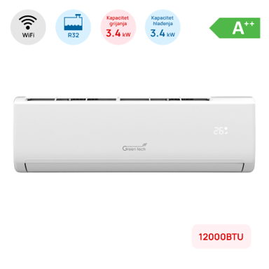 GREEN TECH Klima uređaj 12000 BTU 12-IND2-WIFI 3,4 kW A++ R32 WiFi grijanje do -22 °C