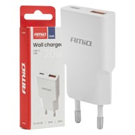 AMIO Mrežni punjač GaN, USB-C + USB-A, 20 W