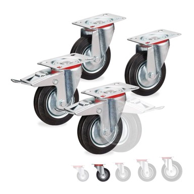 NORTHIX Transportni kotači 360°, 4 kom