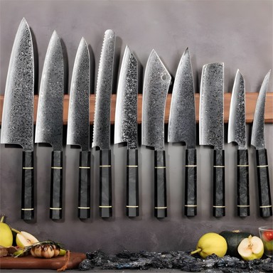 Set damaščanskih kuhinjskih noževa TS-37460, crni