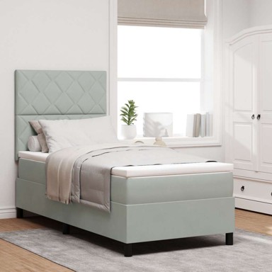 Box Spring krevet s madracem, svjetlosivi, 100x200 cm, baršun