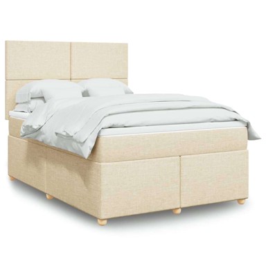 Boxspring krevet s oprugama i madracem, 160x200 cm, krem