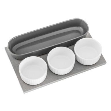 VILLA ALTACHIARA Set od 4 zdjele za posluživanje s pladnjem Yin & Yang, 29 x 18,5 cm