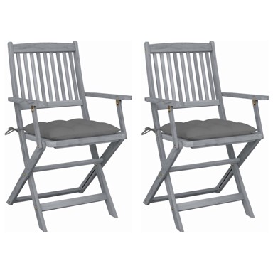 Sklopive vrtne stolice s jastucima 2 kom masivno bagremovo drvo