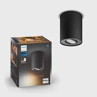 PHILIPS Hue stropna svjetiljka Pillar, 1x5 W, 2200–6500 K + daljinski, crna
