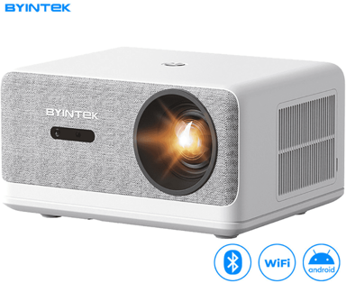 BYINTEK Prijenosni LED projektor Love U14, Android, Wi-Fi, Bluetooth, 1250 ANSI lumena, automatski fokus, daljinski upravljač