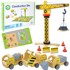 WOOPIE Drveno gradilište s pokretnom dizalicom i građevinskim vozilima, 5u1, XXL, 13 komada