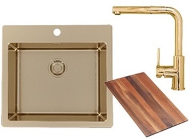 ALVEUS Set sudoper PURE 70 i slavina ZEOS-P Bronze