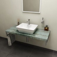 SAPHO Ploča za umivaonik, 70x50 cm, AVICE, viseća, debljina 5 cm, akvamarin