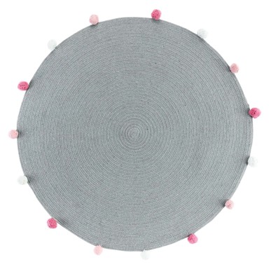 DOUCEUR D'INTÉRIEUR Svijetlo sivi okrugli tepih ø 90 cm Pompomparty