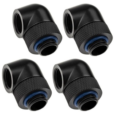 XSPC Kutni adapter 90° G1/4 muški na G1/4 ženski, rotirajući, crni, 4 komada