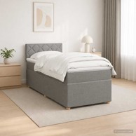 Boxspring krevet s madracem 100 x 200 cm tkanina dizajn s rombovima, svjetlosivi
