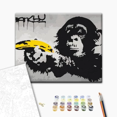 Slika za samostalno slikanje Banksy – Monkey, street art grafit, 50x40 cm