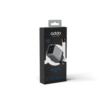 ADDA COLLINS Zidni punjač CH-016-GM, 2x Type-C, 67 W, GaN, gun metal