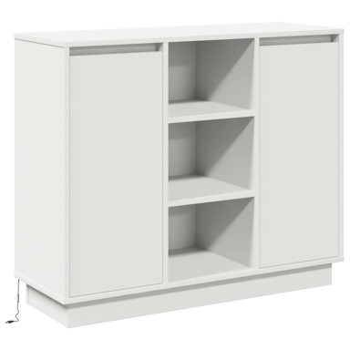 Sideboard s LED svjetlom, drveni materijali, bijeli, 90x32x75 cm