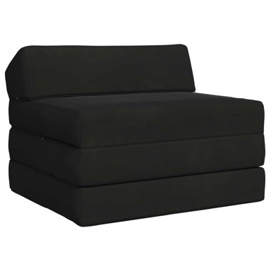 Sofa na razvlačenje, 200 x 70 x 10 cm, baršun, crna