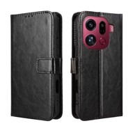 Preklopna futrola za Oppo Find X9 Pro, novčanik Crazy Horse, crna