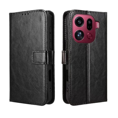 Preklopna futrola za Oppo Find X9 Pro, novčanik Crazy Horse, crna