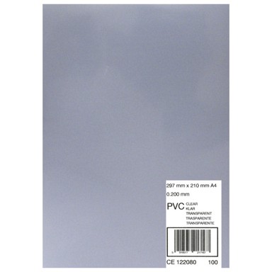 GBC Korice za spiralni uvez, PVC 200 mikrona, A4, 100 komada, prozirne, CE012080E