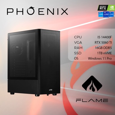 PHOENIX Stolno računalo FLAME X-516 / Intel Core i5-14400F, 16GB, 1TB SSD, RTX 5060 Ti, Windows 11 Pro