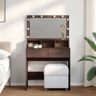 Toaletni stolić s LED svjetlima 80x41x134.5 cm, smeđi hrast