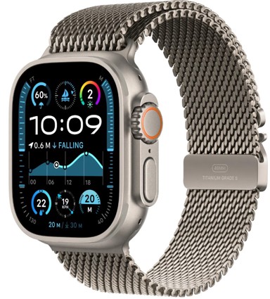 APPLE Pametni sat Ultra2 v2 Cellular, 49mm, Natural Titanium kućište, Natural Titanium Milanese Loop - L