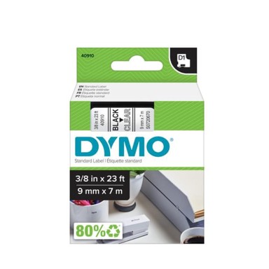 DYMO D1 Traka 409100, 9 mm × 7 m, crna/prozirna