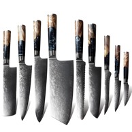 Set damaščanskih kuhinjskih noževa JA-13841, 9 kom, smeđi