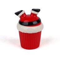 Keramička posuda s poklopcem djed božićnjak,crvena