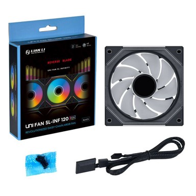 LIAN LI Računalni ventilator UNI FAN SL-INF 120 ARGB Reverse Blade PWM - 120mm, crni UF-RSLIN120-1B