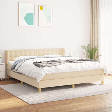 Krevet s oprugama i madracem, krem, 160x200 cm