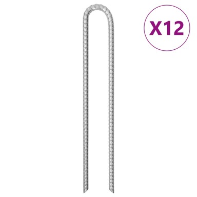 Klinovi za šator U-oblika, 12 kom, 41,5 cm, Ø 12 mm, pocinčani čelik