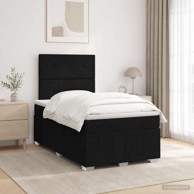 Boxspring krevet s madracem 120 x 200 cm tkanina prošiveno gumbima, crni