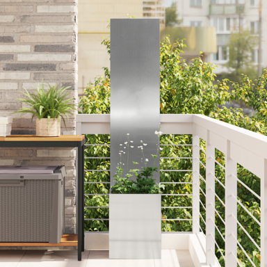 Vrtni sadič s dekorativnom pločom, 32 x 140 cm, srebrna