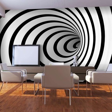 Foto tapeta Black and white 3D tunnel 450x270