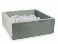 MIMII Jama za suhe kuglice 600 dijelova 110 x 110 x 40, baršunasto siva, svijetlo ružičasti biser, svijetlo plavi biser, opalescentna, bijela