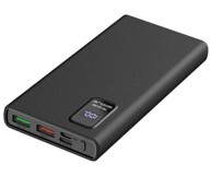 PLATINET punjiva baterija, 10.000 mAh, 2× USB-A, 1× USB-C, crna