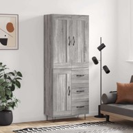Visoka komoda siva sonome 69 5x34x180 cm od konstruiranog drva , 1 drvena vrata 3 ladice